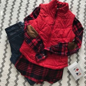 Red puffer vest